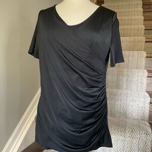 Lysse Black Perfect  Performance Wear Black Ruched Shirt